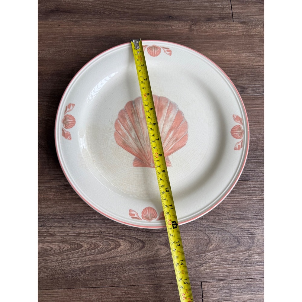 Sangostone Coquille Seashell Chop Plate Vintage Coastal Pink Stoneware 12" - Picture 2 of 4